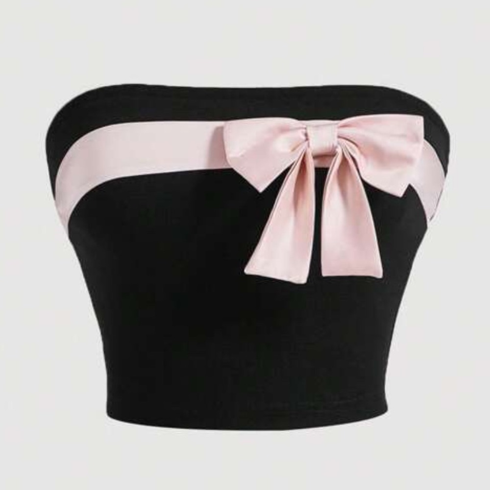 SALE rare silk bow cropped tube top